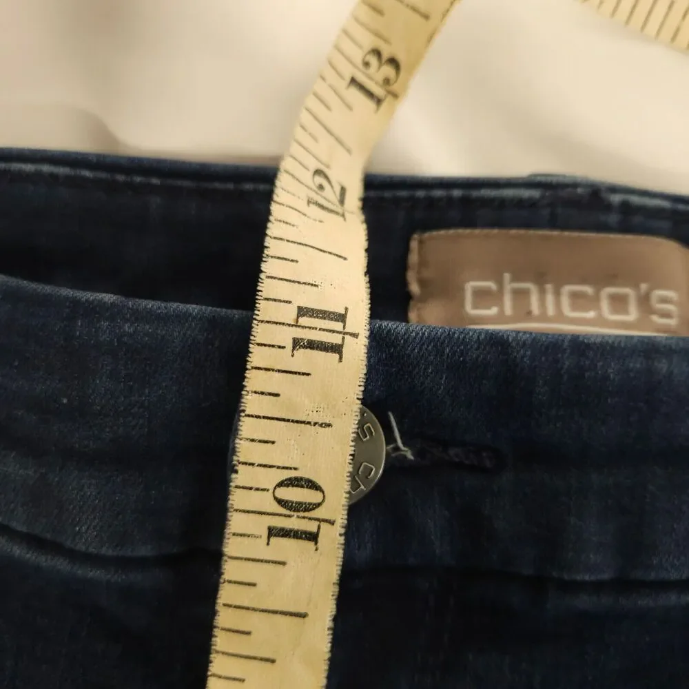 Chicos High Waist Ankle Cropped Jeans Womens 2/12 Blue Distressed 35x26 - Picture 6 of 7